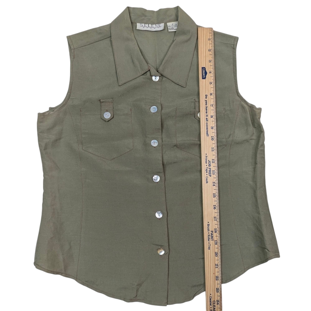 Women's Olive Sleeveless Jumpsuit - Picture 14 of 16